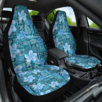 Cyan Hawaii Plumeria With Tropical Flowers Motifs Car Seat Cover