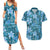 Cyan Hawaii Plumeria With Tropical Flowers Motifs Couples Matching Summer Maxi Dress and Hawaiian Shirt