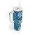 Cyan Hawaii Plumeria With Tropical Flowers Motifs Tumbler With Handle