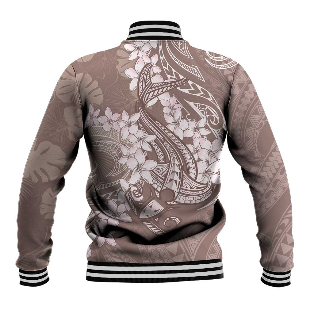 Polynesia Hammerhead Shark Tattoo With Plumeria Lei Baseball Jacket LT14 - Polynesian Pride