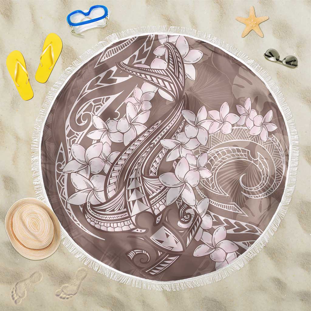 Polynesia Hammerhead Shark Tattoo With Plumeria Lei Beach Blanket