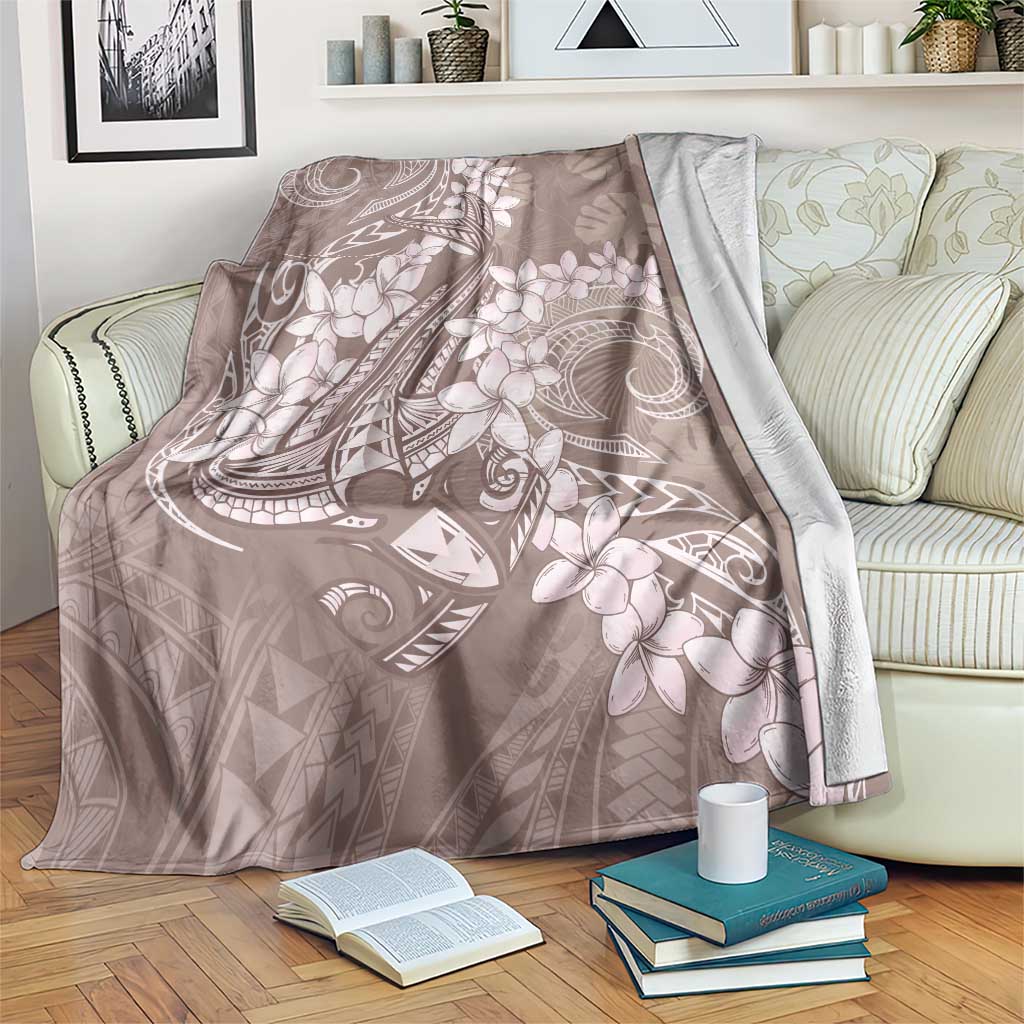 Polynesia Hammerhead Shark Tattoo With Plumeria Lei Blanket