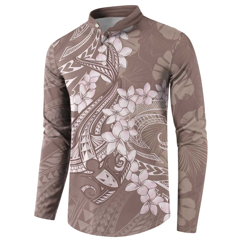 Polynesia Hammerhead Shark Tattoo With Plumeria Lei Button Sweatshirt