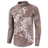 Polynesia Hammerhead Shark Tattoo With Plumeria Lei Button Sweatshirt