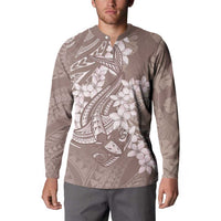 Polynesia Hammerhead Shark Tattoo With Plumeria Lei Button Sweatshirt