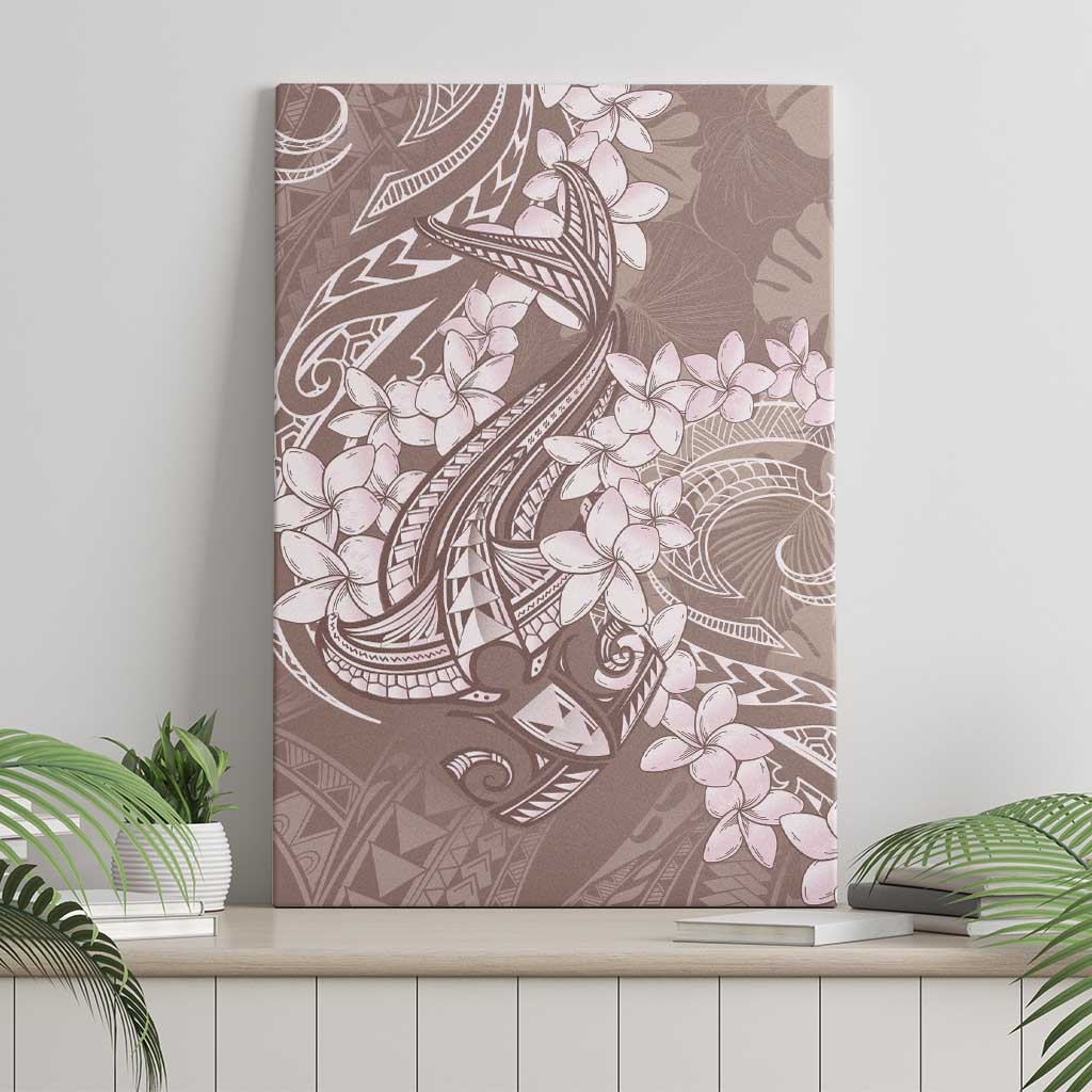 Polynesia Hammerhead Shark Tattoo With Plumeria Lei Canvas Wall Art