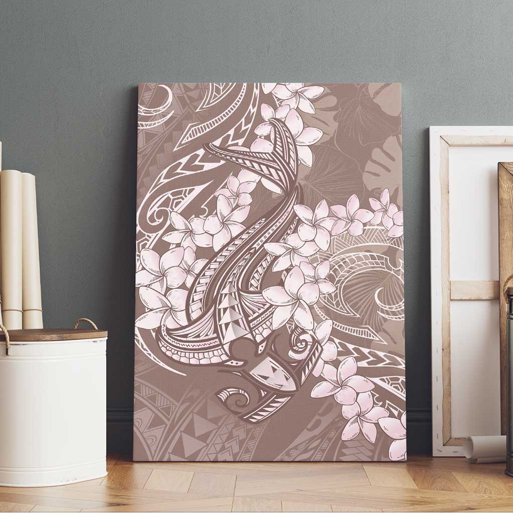 Polynesia Hammerhead Shark Tattoo With Plumeria Lei Canvas Wall Art