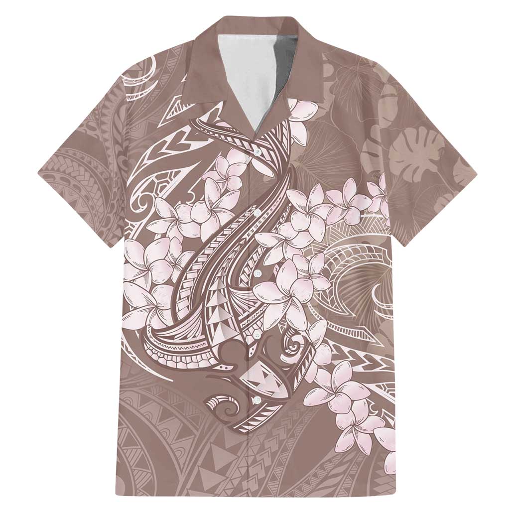 Polynesia Hammerhead Shark Tattoo With Plumeria Lei Family Matching Mermaid Dress and Hawaiian Shirt