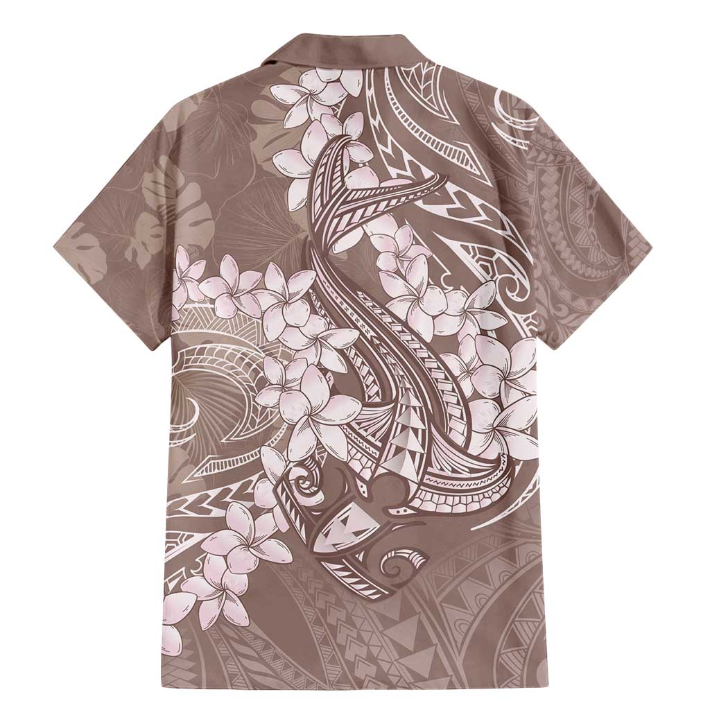 Polynesia Hammerhead Shark Tattoo With Plumeria Lei Family Matching Mermaid Dress and Hawaiian Shirt