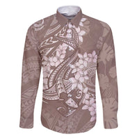 Polynesia Hammerhead Shark Tattoo With Plumeria Lei Family Matching Off Shoulder Short Dress and Hawaiian Shirt