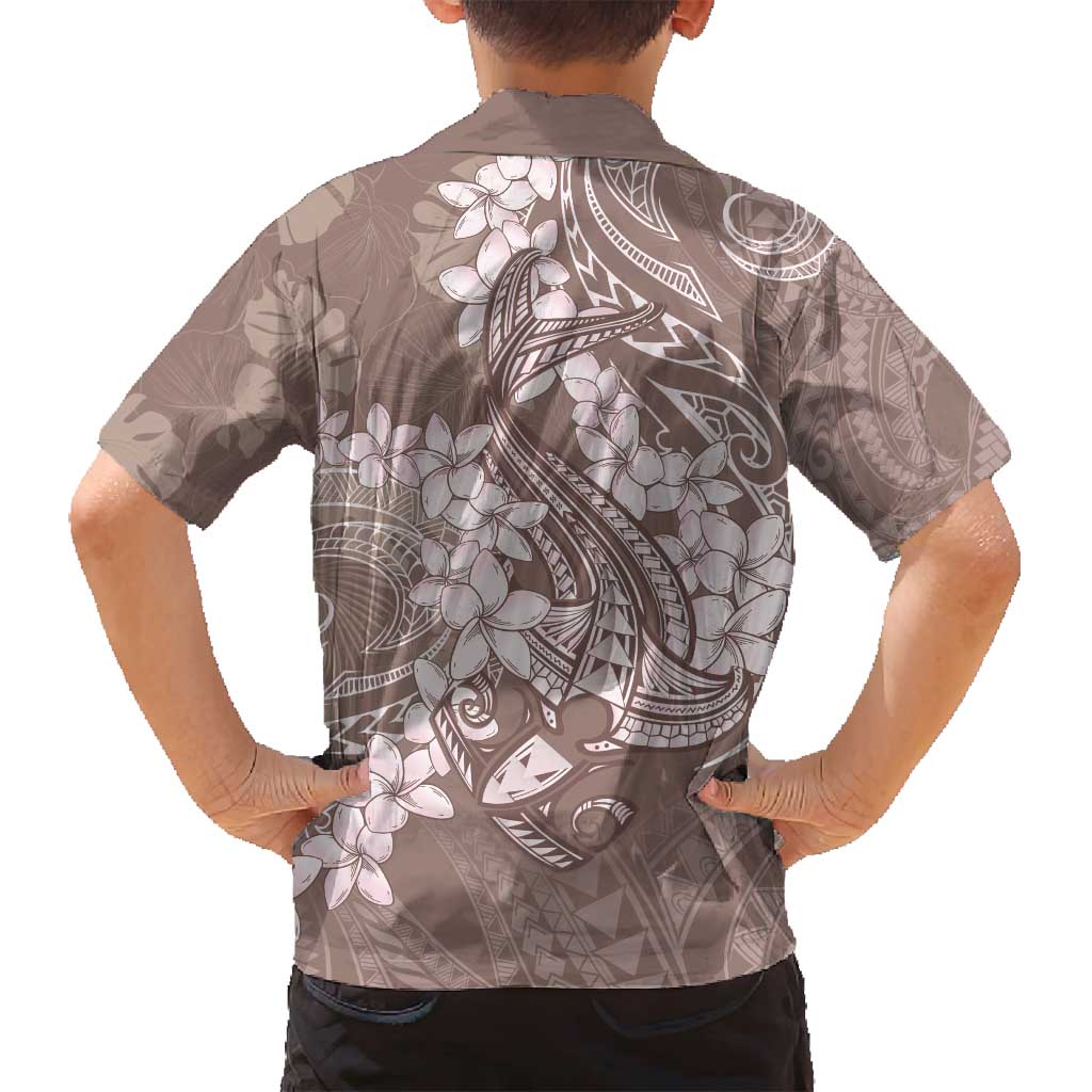 Polynesia Hammerhead Shark Tattoo With Plumeria Lei Family Matching Summer Maxi Dress and Hawaiian Shirt