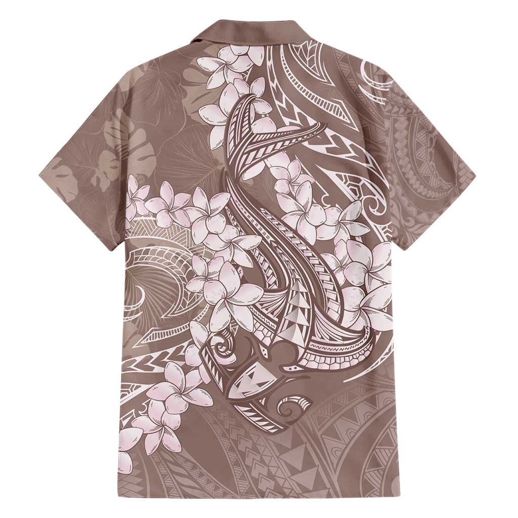 Polynesia Hammerhead Shark Tattoo With Plumeria Lei Hawaiian Shirt
