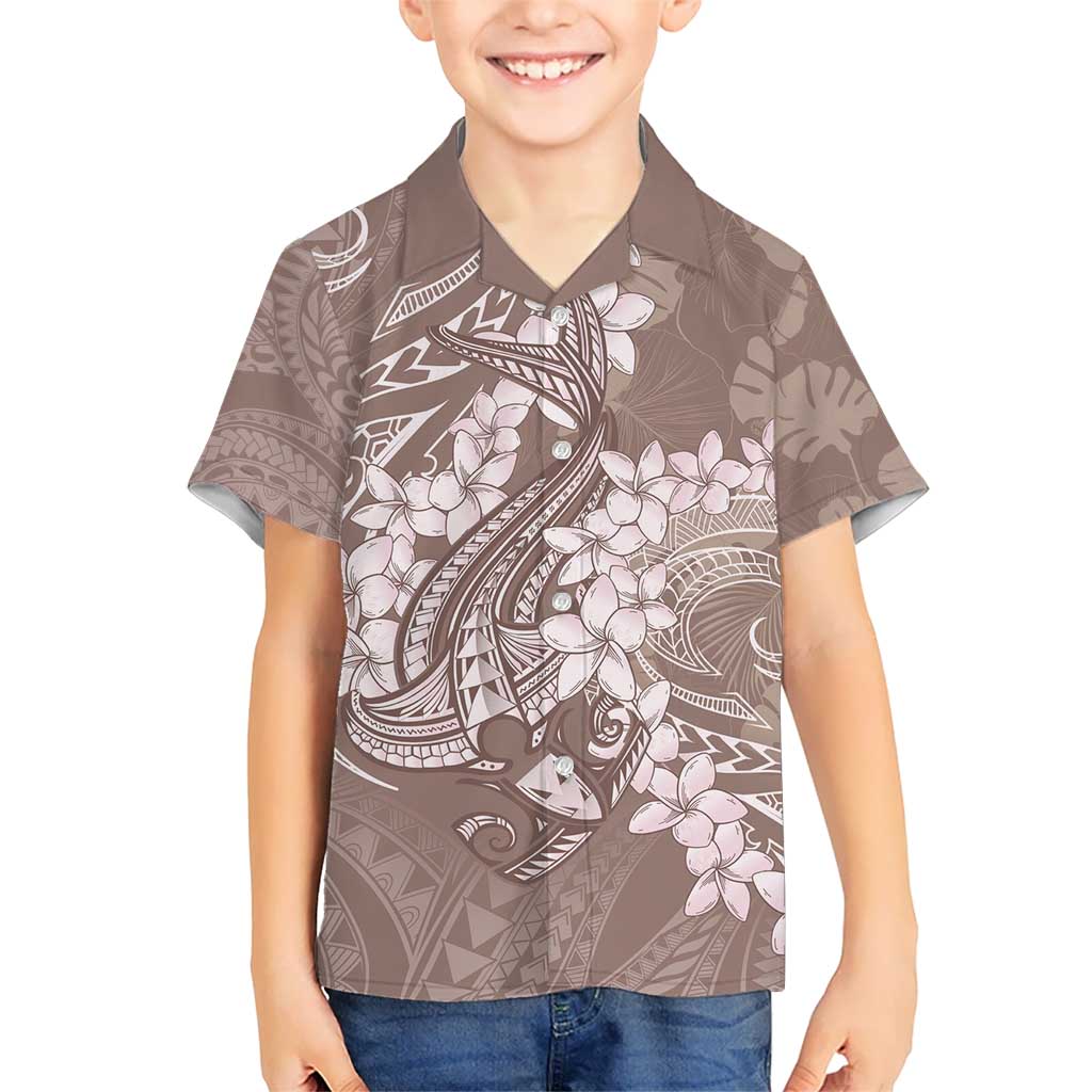 Polynesia Hammerhead Shark Tattoo With Plumeria Lei Hawaiian Shirt