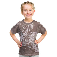 Polynesia Hammerhead Shark Tattoo With Plumeria Lei Kid T Shirt LT14 Mocha - Polynesian Pride