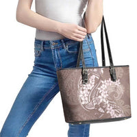 Polynesia Hammerhead Shark Tattoo With Plumeria Lei Leather Tote Bag LT14 - Polynesian Pride