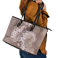 Polynesia Hammerhead Shark Tattoo With Plumeria Lei Leather Tote Bag LT14 - Polynesian Pride