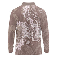 Polynesia Hammerhead Shark Tattoo With Plumeria Lei Long Sleeve Polo Shirt LT14 - Polynesian Pride