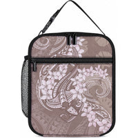 Polynesia Hammerhead Shark Tattoo With Plumeria Lei Lunch Bag LT14 10.2 × 8.3 × 4.3 inch Mocha - Polynesian Pride