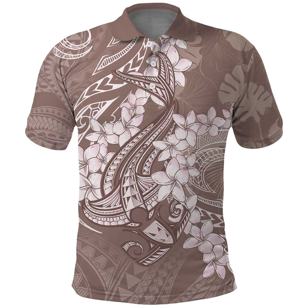 Polynesia Hammerhead Shark Tattoo With Plumeria Lei Polo Shirt