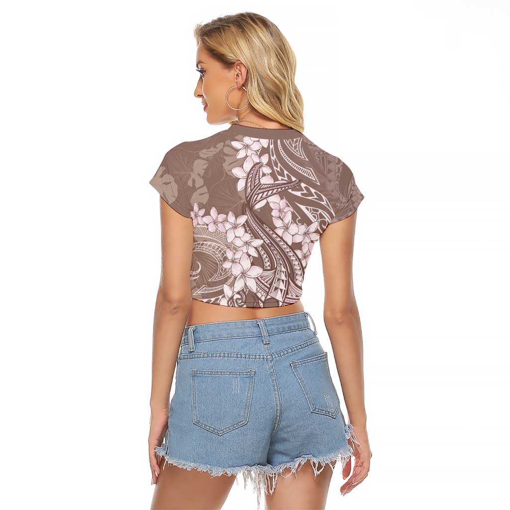 Polynesia Hammerhead Shark Tattoo With Plumeria Lei Raglan Cropped T Shirt LT14 - Polynesian Pride