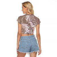 Polynesia Hammerhead Shark Tattoo With Plumeria Lei Raglan Cropped T Shirt LT14 - Polynesian Pride