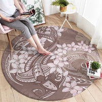 Polynesia Hammerhead Shark Tattoo With Plumeria Lei Round Carpet