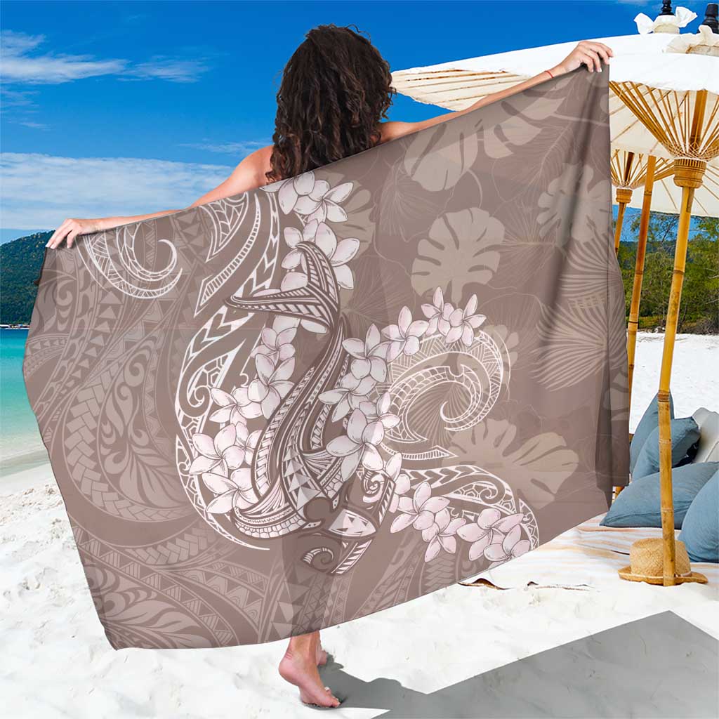Polynesia Hammerhead Shark Tattoo With Plumeria Lei Sarong LT14 One Size 44 x 66 inches Mocha - Polynesian Pride