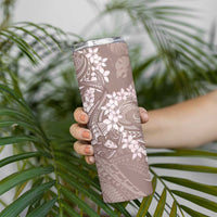 Polynesia Hammerhead Shark Tattoo With Plumeria Lei Skinny Tumbler