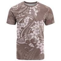 Polynesia Hammerhead Shark Tattoo With Plumeria Lei T Shirt LT14 Mocha - Polynesian Pride