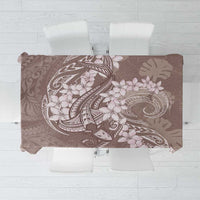 Polynesia Hammerhead Shark Tattoo With Plumeria Lei Tablecloth LT14 Mocha - Polynesian Pride