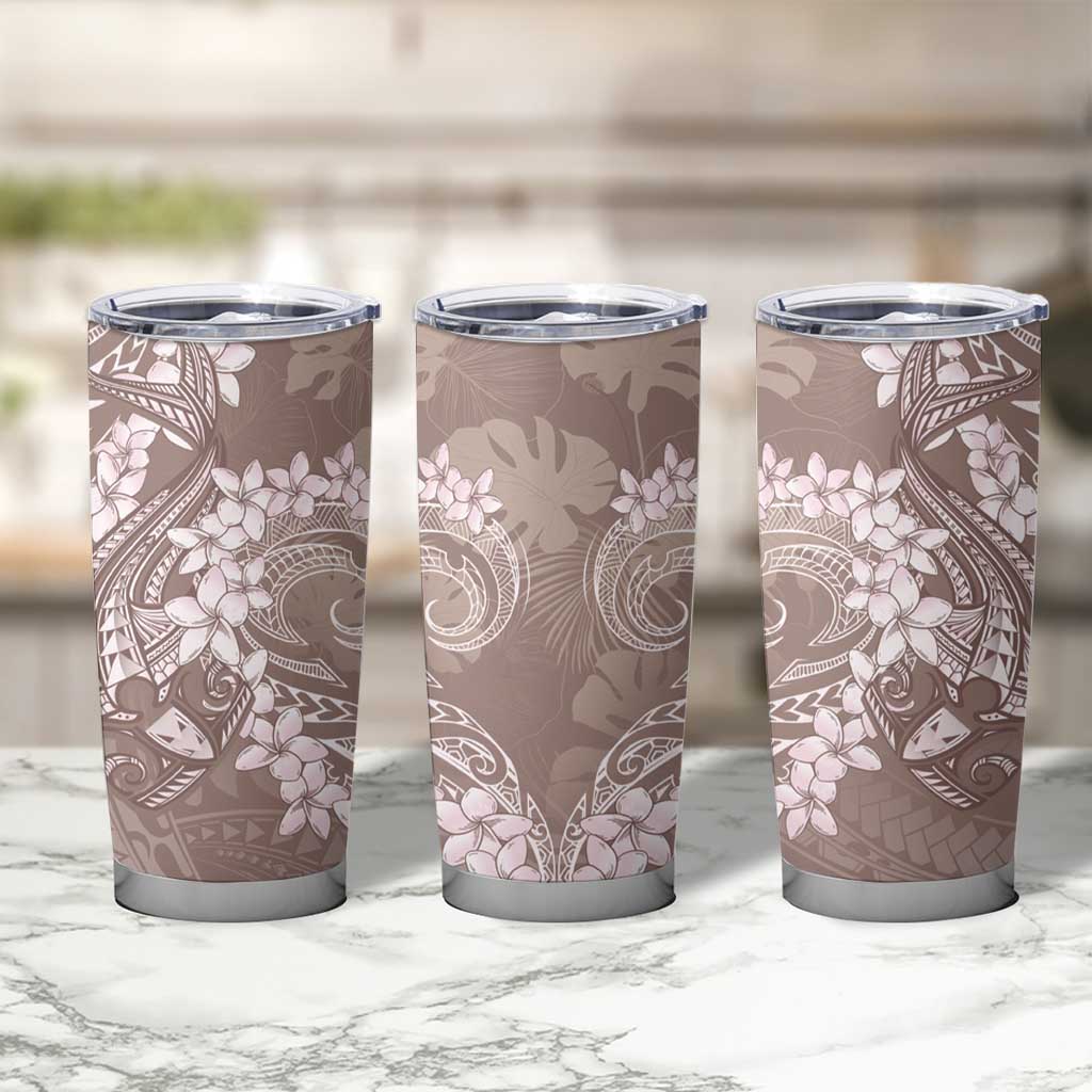 Polynesia Hammerhead Shark Tattoo With Plumeria Lei Tumbler Cup LT14 - Polynesian Pride