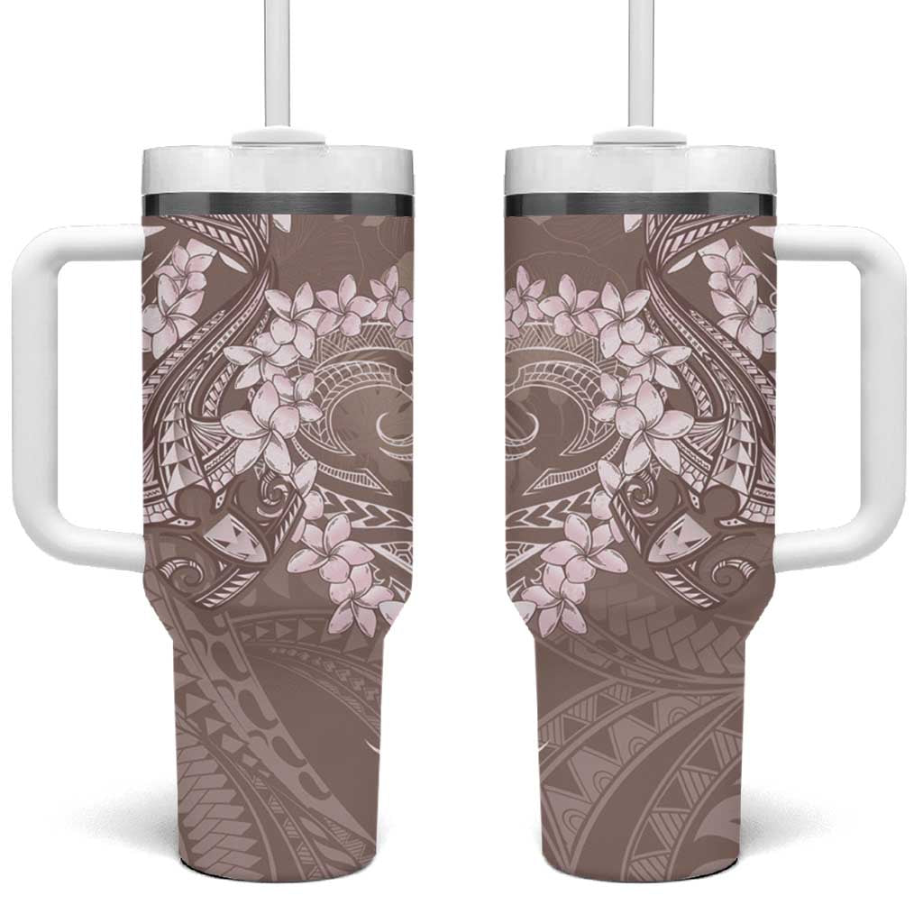 Polynesia Hammerhead Shark Tattoo With Plumeria Lei Tumbler With Handle LT14 One Size: 40 oz Mocha - Polynesian Pride