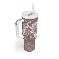 Polynesia Hammerhead Shark Tattoo With Plumeria Lei Tumbler With Handle LT14 - Polynesian Pride