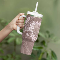 Polynesia Hammerhead Shark Tattoo With Plumeria Lei Tumbler With Handle LT14 - Polynesian Pride