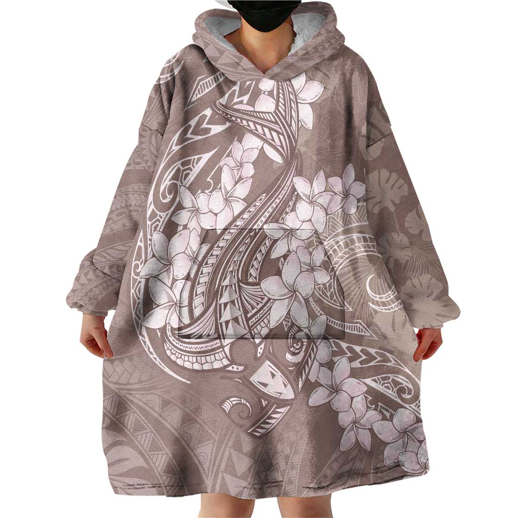 Polynesia Hammerhead Shark Tattoo With Plumeria Lei Wearable Blanket Hoodie