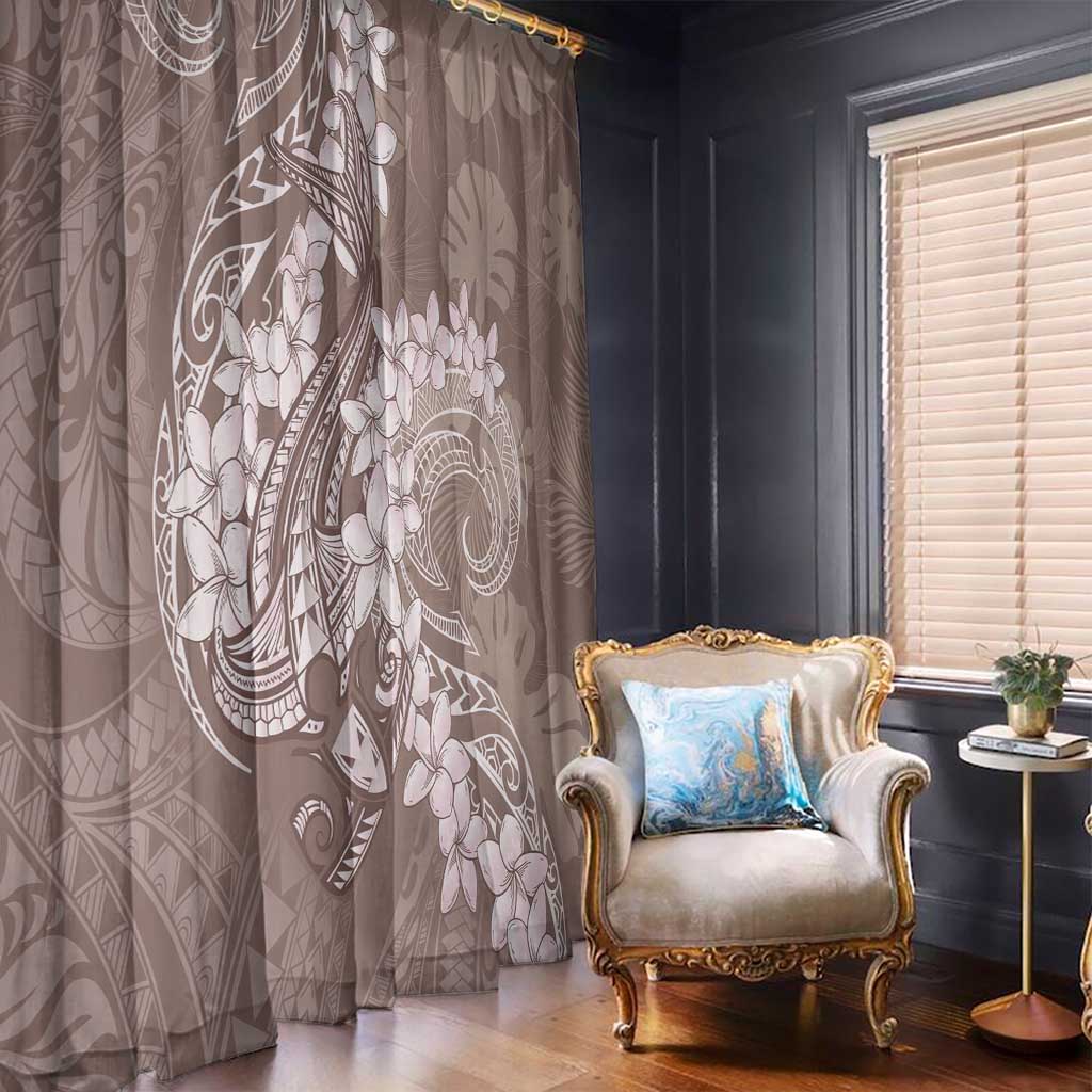 Polynesia Hammerhead Shark Tattoo With Plumeria Lei Window Curtain