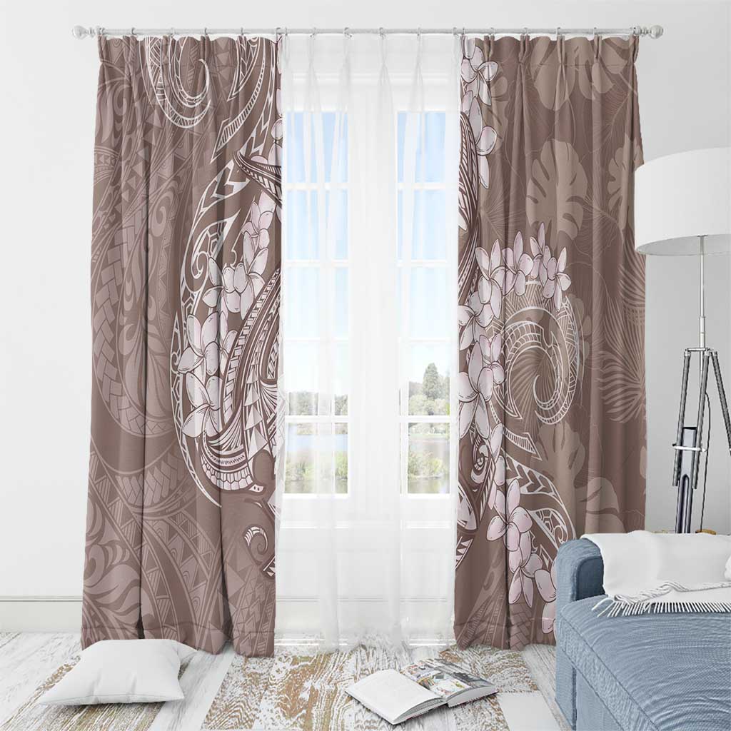 Polynesia Hammerhead Shark Tattoo With Plumeria Lei Window Curtain