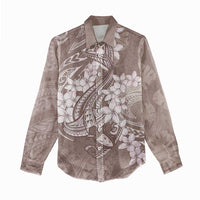 Polynesia Hammerhead Shark Tattoo With Plumeria Lei Women Casual Shirt LT14 - Polynesian Pride
