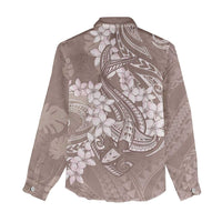 Polynesia Hammerhead Shark Tattoo With Plumeria Lei Women Casual Shirt LT14 - Polynesian Pride