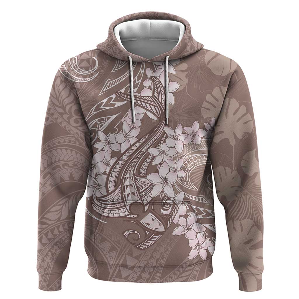Polynesia Hammerhead Shark Tattoo With Plumeria Lei Zip Hoodie