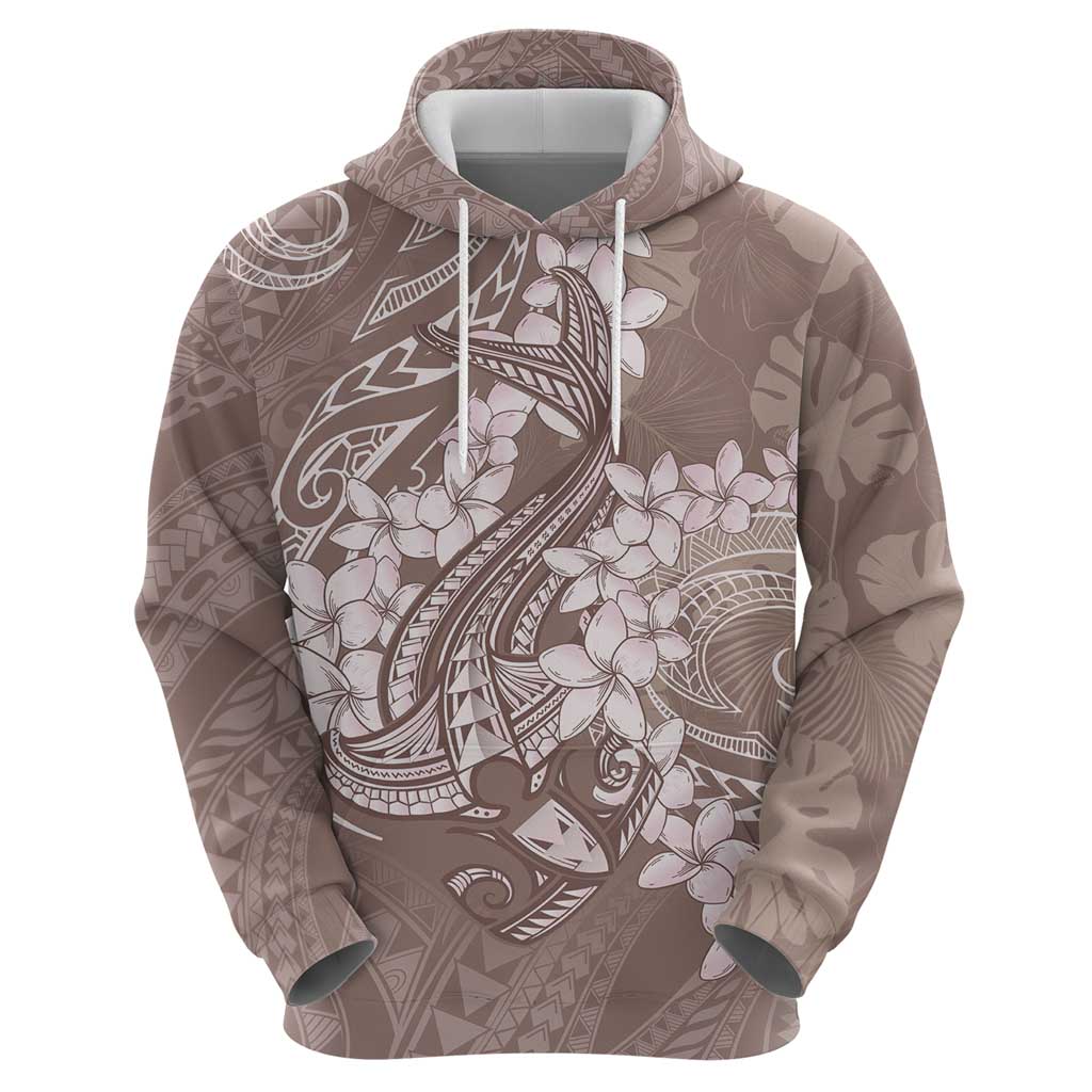 Polynesia Hammerhead Shark Tattoo With Plumeria Lei Zip Hoodie