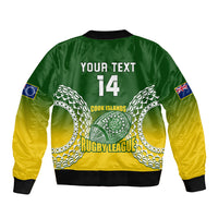 Personalised Cook Islands Rugby Bomber Jacket Pacific Go The Kukis Gradient Style LT14 - Polynesian Pride