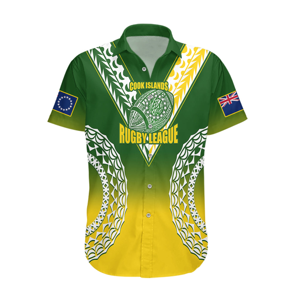 Personalised Cook Islands Rugby Hawaiian Shirt Pacific Go The Kukis Gradient Style LT14 Green - Polynesian Pride