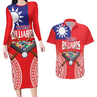 Personalised Taiwan Billiards Couples Matching Long Sleeve Bodycon Dress and Hawaiian Shirt Eight-ball Pool Polynesia Tattoo - Polynesian Pride