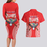 Personalised Taiwan Billiards Couples Matching Long Sleeve Bodycon Dress and Hawaiian Shirt Eight-ball Pool Polynesia Tattoo - Polynesian Pride