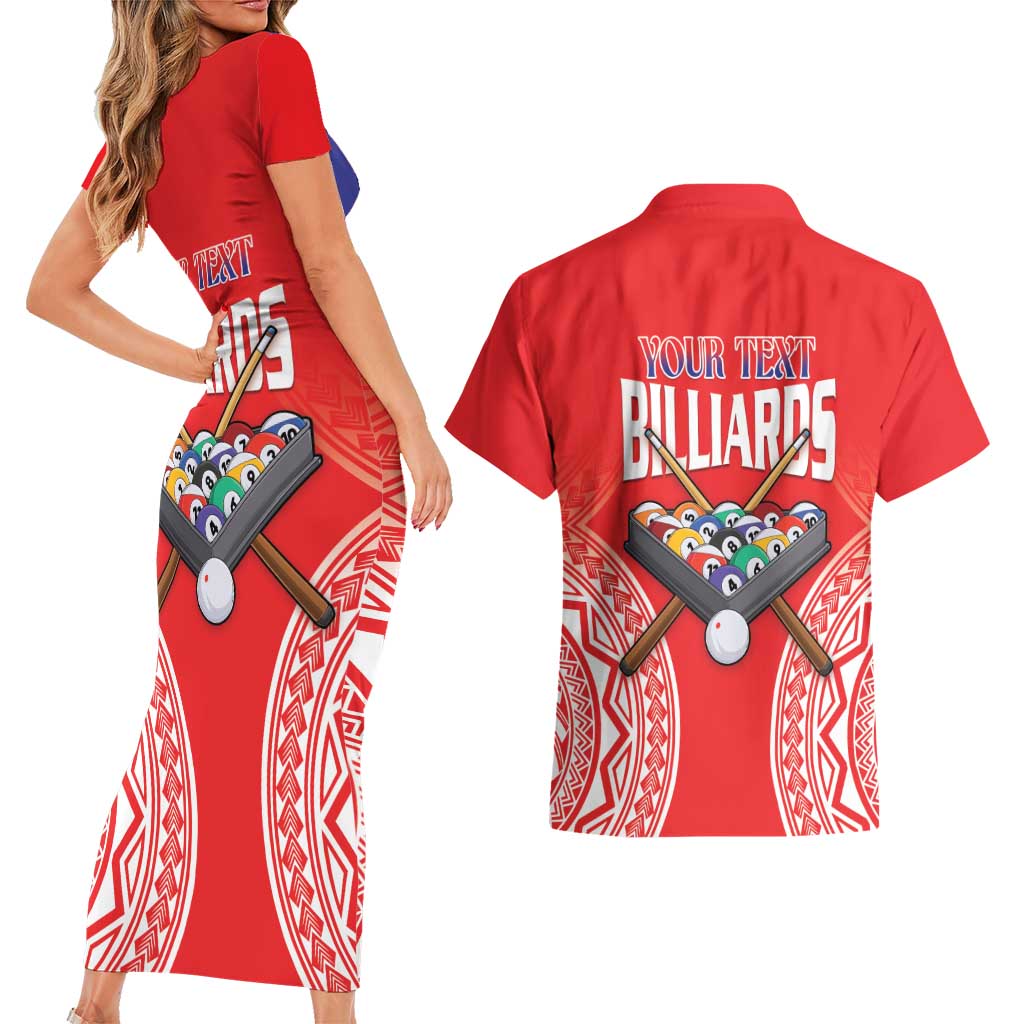 Personalised Taiwan Billiards Couples Matching Short Sleeve Bodycon Dress and Hawaiian Shirt Eight-ball Pool Polynesia Tattoo - Polynesian Pride