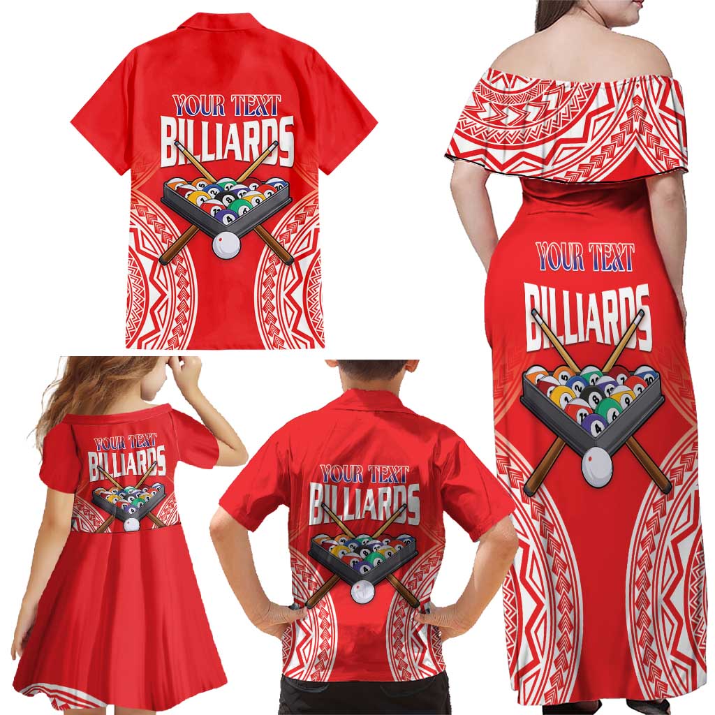 Personalised Taiwan Billiards Family Matching Off Shoulder Maxi Dress and Hawaiian Shirt Eight-ball Pool Polynesia Tattoo - Polynesian Pride