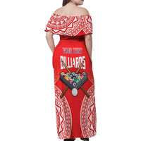 Personalised Taiwan Billiards Family Matching Off Shoulder Maxi Dress and Hawaiian Shirt Eight-ball Pool Polynesia Tattoo - Polynesian Pride