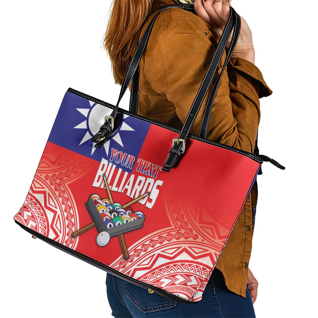 Personalised Taiwan Billiards Leather Tote Bag Eight-ball Pool Polynesia Tattoo - Polynesian Pride