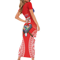 Personalised Taiwan Billiards Short Sleeve Bodycon Dress Eight-ball Pool Polynesia Tattoo - Polynesian Pride